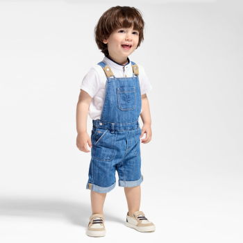 وزرة الدنيم الزرقاء القصيرة للأطفال الرضع